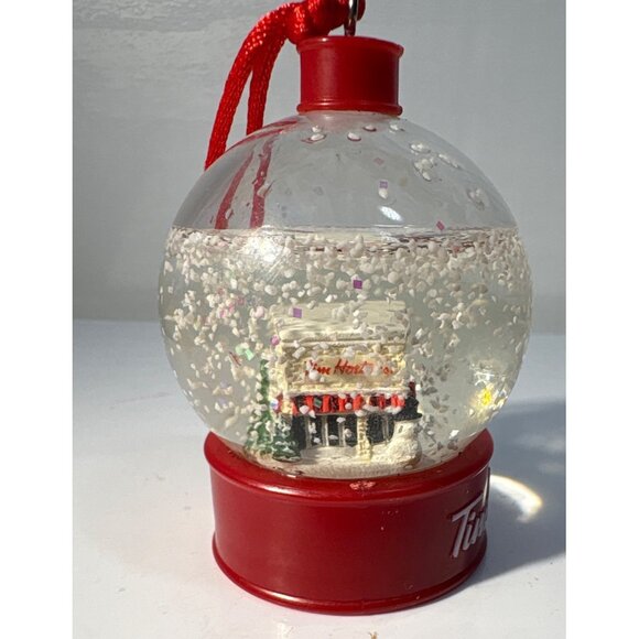 Tim Hortons Mini Snow Globe Ornament With Red Base 2015 - Picture 3 of 5